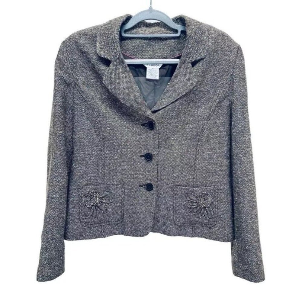George Blazer Jacket Size 16 Women’s Darkest Brown Button Up Front Long Sleeve